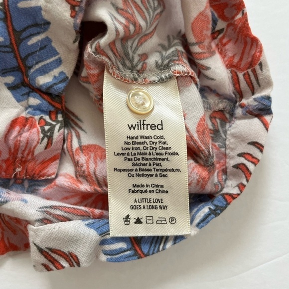 Aritzia Wilfred Free Crop Button Down Shirt Size XXS Floral - Picture 5 of 8